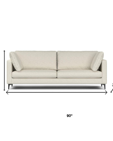 90" Cream Fabric Sofa With Black Legs