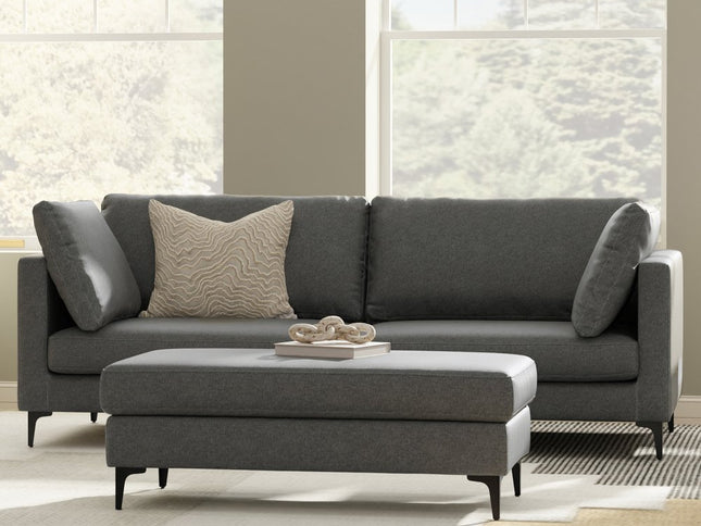 90" Gray Fabric Sofa With Black Legs