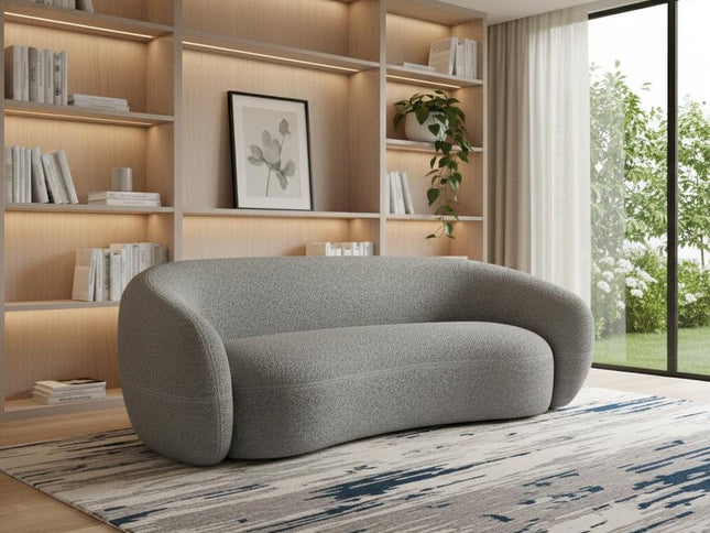 89" Gray Fabric Sofa With Walnut Legs