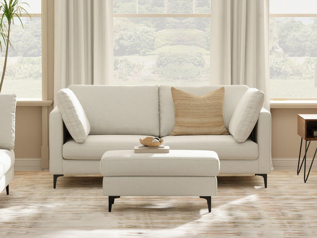 76" Cream Fabric Sofa With Black Legs