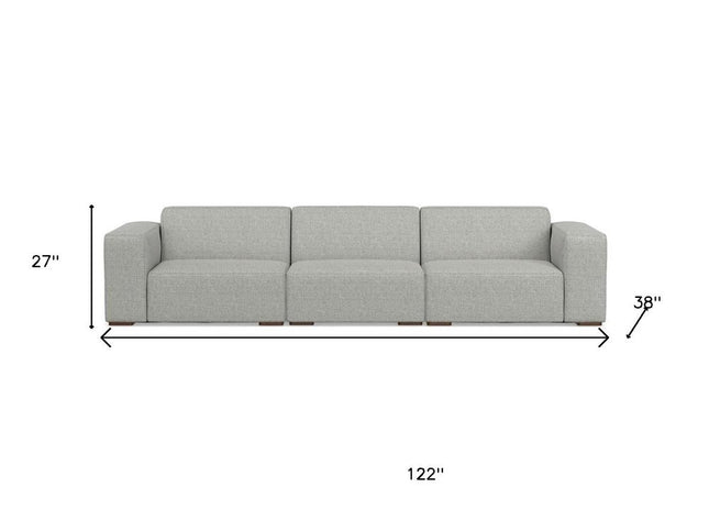122" Gray Fabric Modular Sofa With Brown Legs