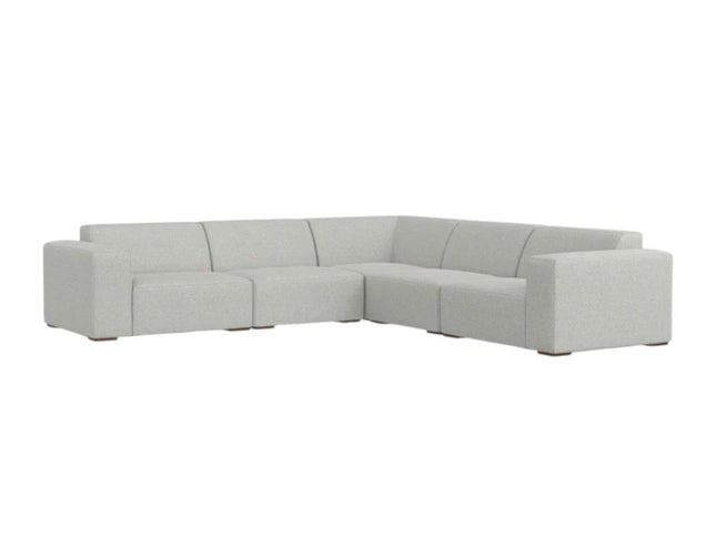 116" Gray Fabric Modular Sofa With Brown Legs