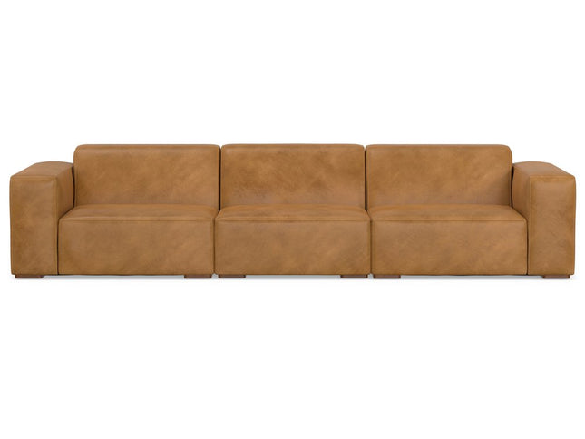 122" Sienna Leather Modular Sofa With Brown Legs
