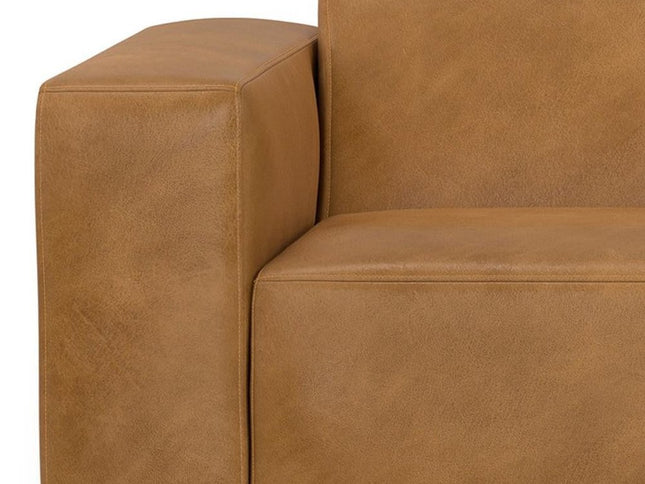 122" Sienna Leather Modular Sofa With Brown Legs