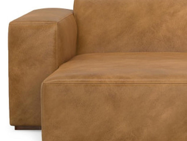 122" Sienna Leather Modular Sofa With Brown Legs