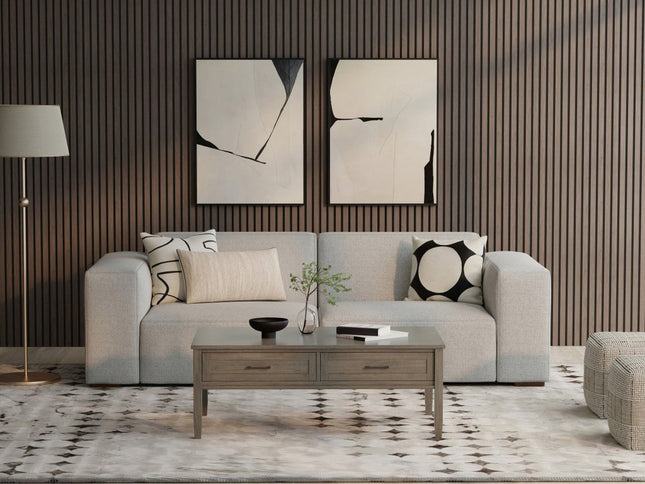 88" Gray Fabric Modular Sofa With Brown Legs