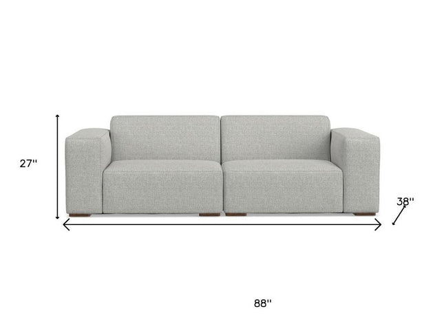 88" Gray Fabric Modular Sofa With Brown Legs