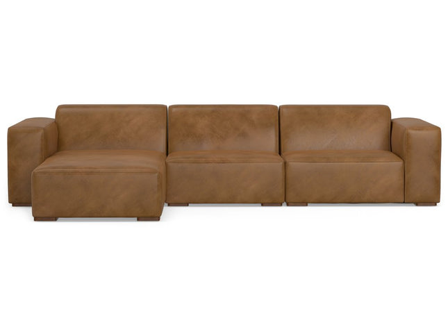 122" Brown Leather Modular Sofa