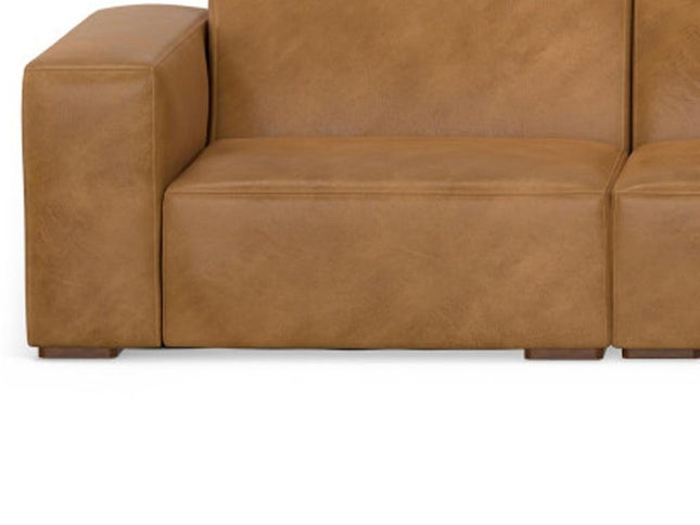 116" Sienna Leather Modular Sofa With Brown Legs