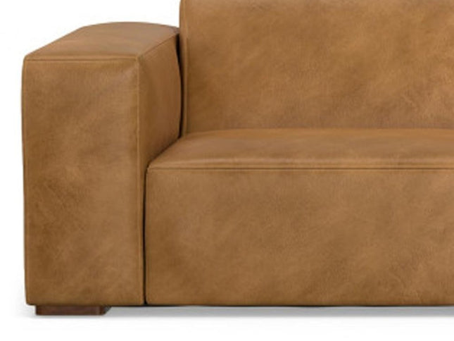 122" Sienna Leather Modular Sofa With Brown Legs