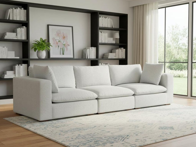 125" Gray Fabric Modular Sofa With Brown Legs