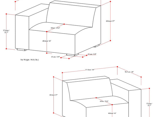88" Sienna Leather Modular Sofa With Brown Legs
