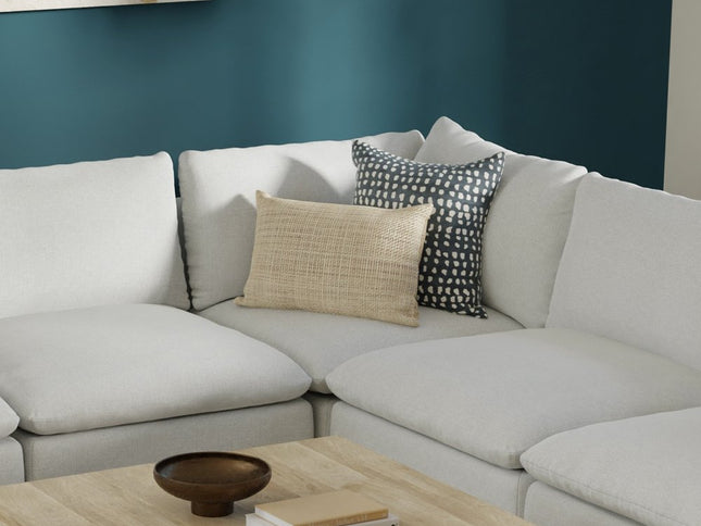 44" Gray Fabric Modular Sofa With Brown Legs