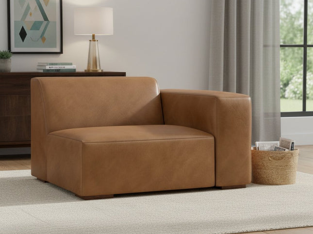 44" Brown Leather Modular Sofa