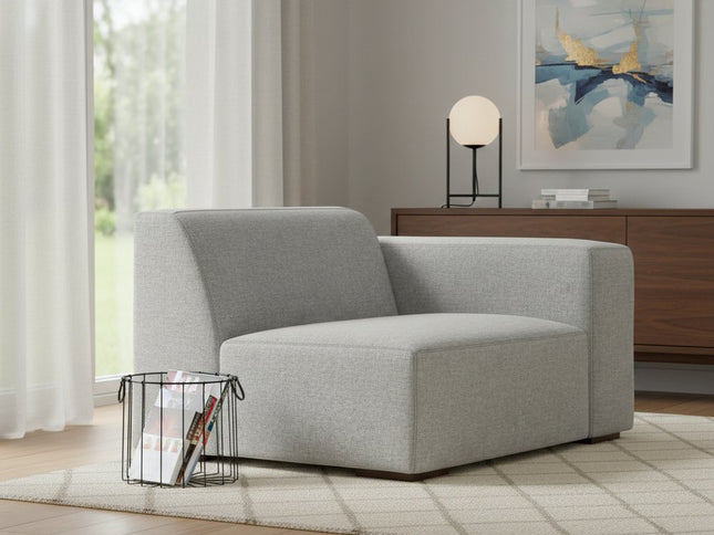 44" Gray Fabric Modular Sofa With Brown Legs
