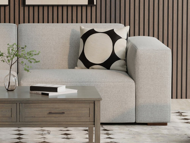 44" Gray Fabric Modular Sofa With Brown Legs