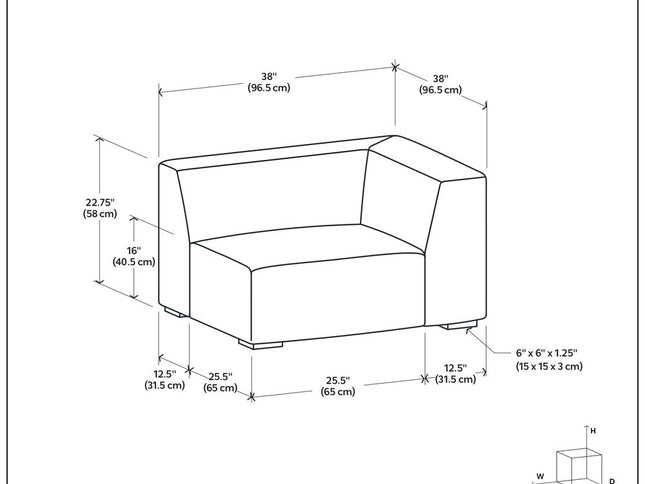 38" Brown Leather Modular Sofa