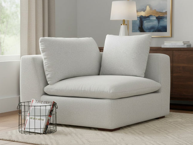 44" Gray Fabric Modular Sofa With Brown Legs