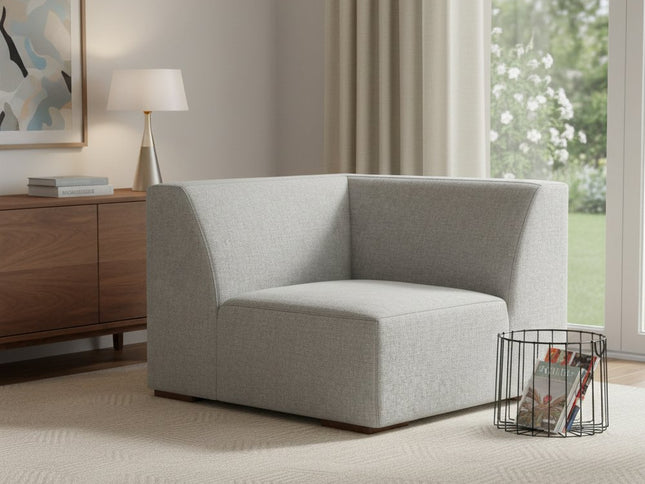 38" Gray Fabric Modular Sofa With Brown Legs