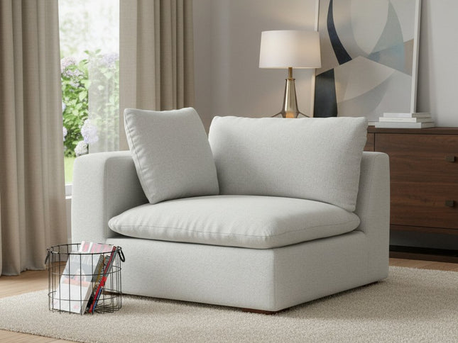 44" Gray Fabric Modular Sofa With Brown Legs