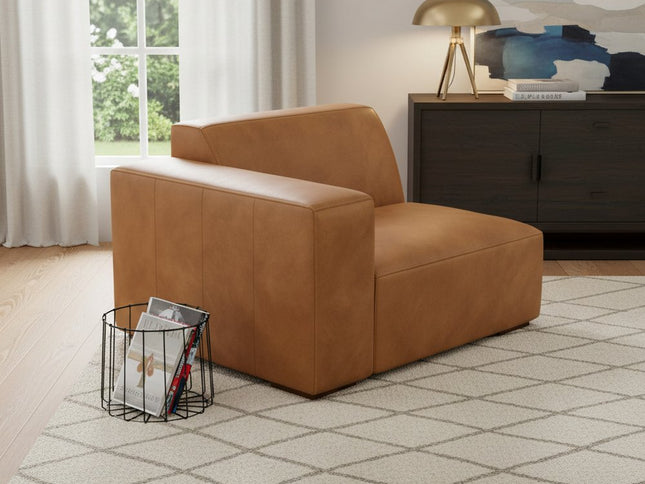 44" Sienna Leather Modular Sofa With Brown Legs