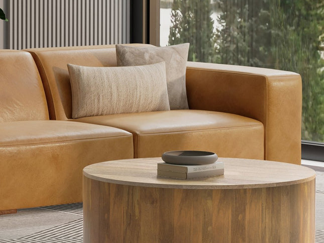 44" Sienna Leather Modular Sofa With Brown Legs