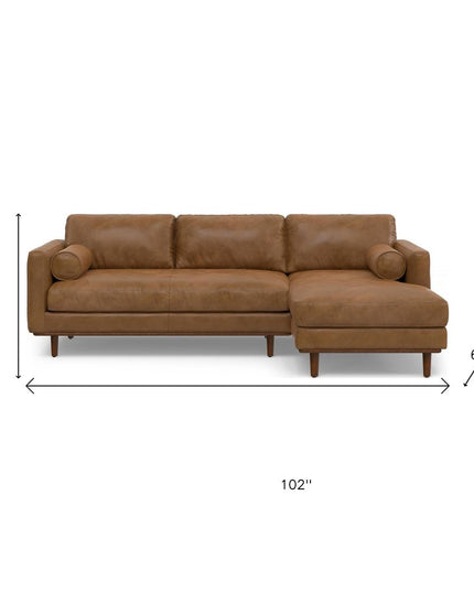 102" Brown Leather Sofa