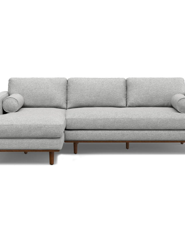 102" Gray Fabric Sofa With Brown Legs