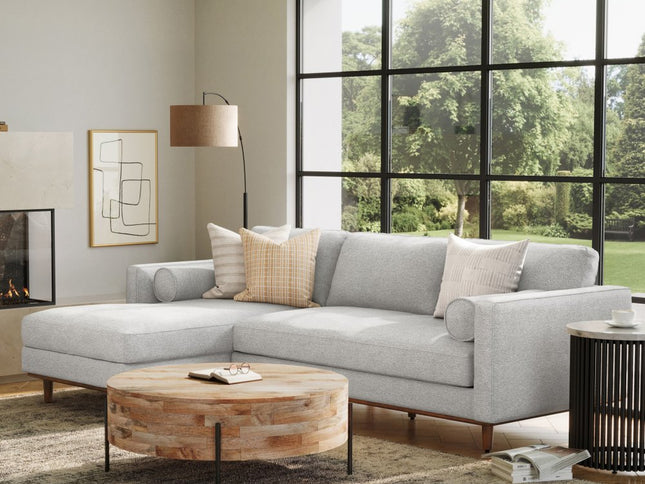 102" Gray Fabric Sofa With Brown Legs