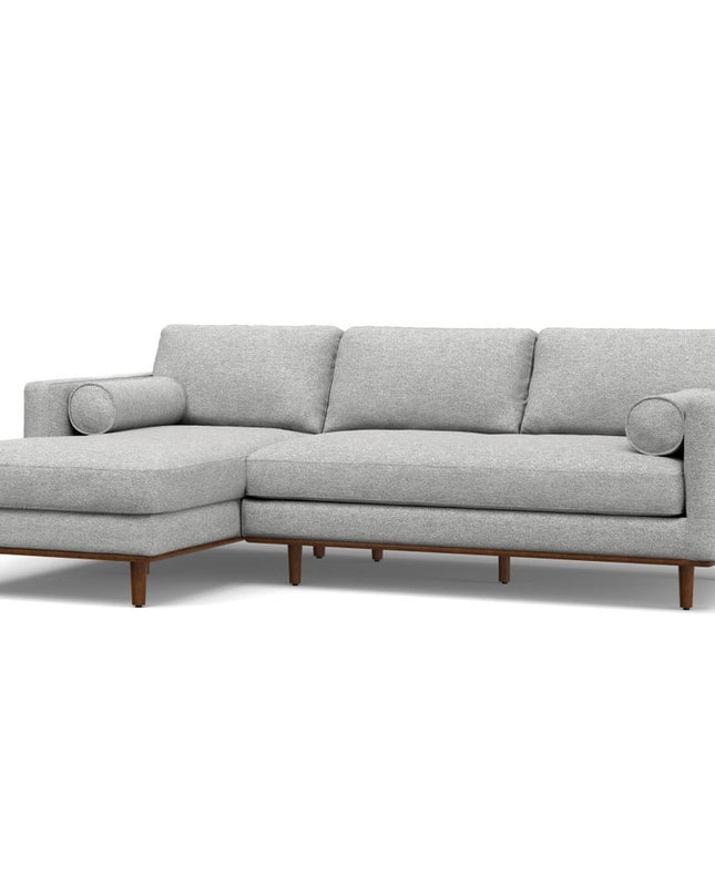 102" Gray Fabric Sofa With Brown Legs