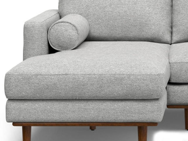 102" Gray Fabric Sofa With Brown Legs