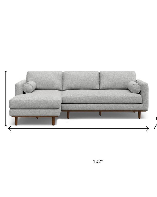 102" Gray Fabric Sofa With Brown Legs