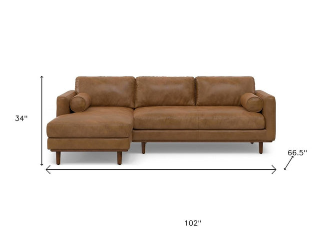 102" Brown Leather Sofa