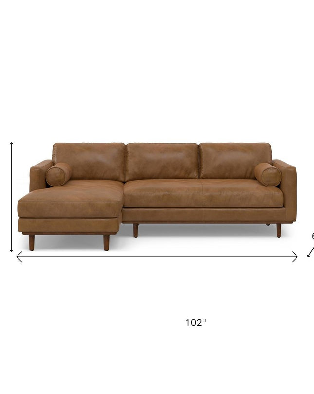 102" Brown Leather Sofa