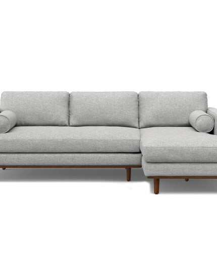 102" Gray Fabric Sofa With Brown Legs