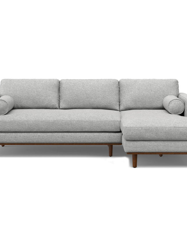 102" Gray Fabric Sofa With Brown Legs
