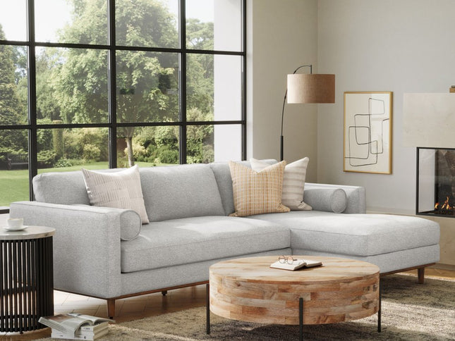 102" Gray Fabric Sofa With Brown Legs
