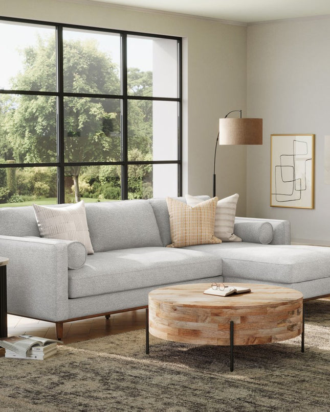 102" Gray Fabric Sofa With Brown Legs