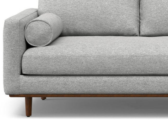 102" Gray Fabric Sofa With Brown Legs