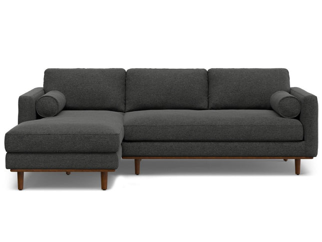 102" Gray Fabric Sofa With Brown Legs