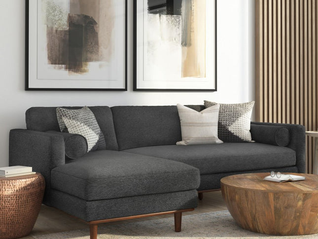 102" Gray Fabric Sofa With Brown Legs