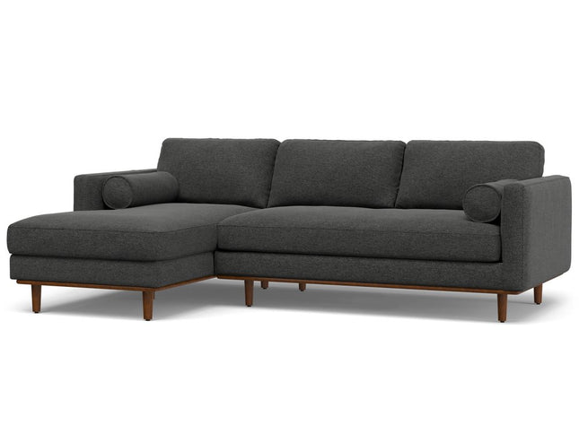 102" Gray Fabric Sofa With Brown Legs
