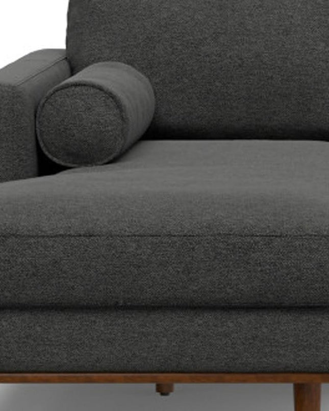 102" Gray Fabric Sofa With Brown Legs