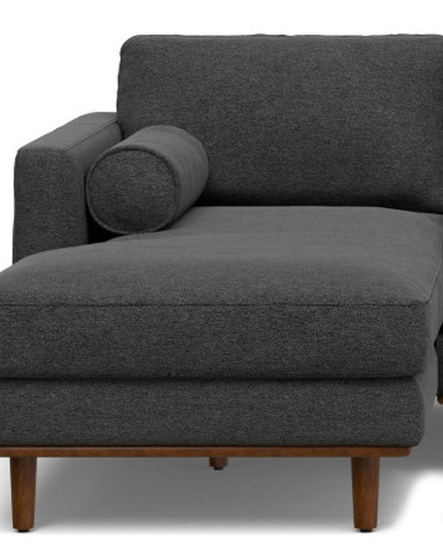 102" Gray Fabric Sofa With Brown Legs