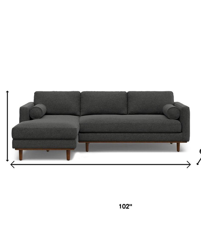 102" Gray Fabric Sofa With Brown Legs