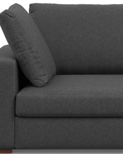 122" Gray Fabric Sofa With Brown Legs