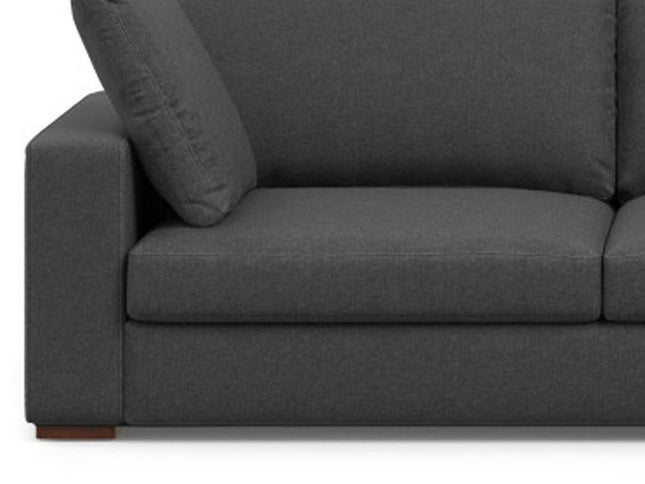 122" Gray Fabric Sofa With Brown Legs