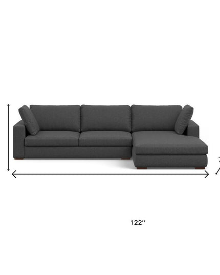 122" Gray Fabric Sofa With Brown Legs