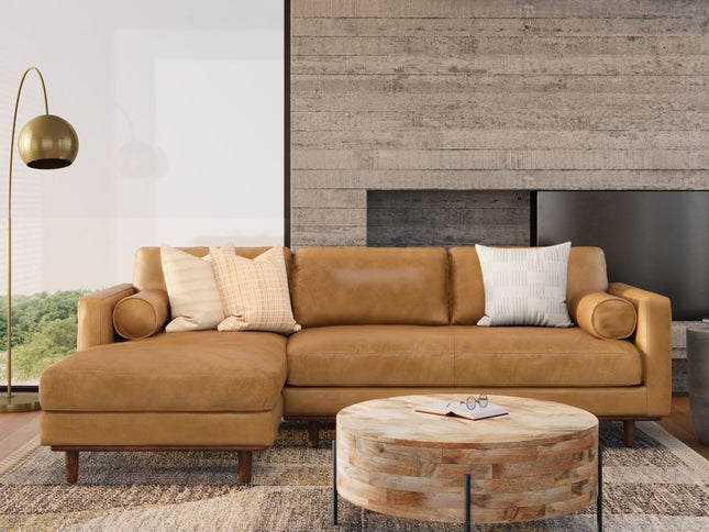 102" Sienna Leather Sofa With Brown Legs