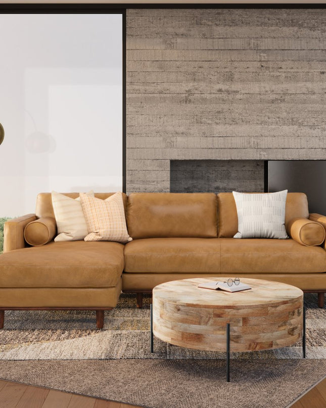 102" Sienna Leather Sofa With Brown Legs